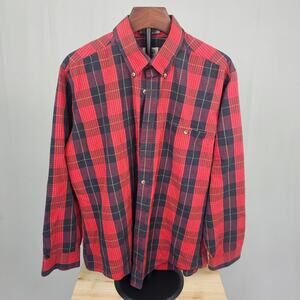 Vintage J.J. Cochran Touring Club Vintage Plaid Flannel Button-Down XL Red 90's